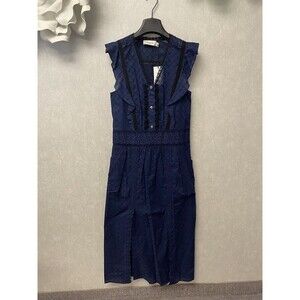 NWT COACH Navy Broderie Anglaise Maxi Lace Dress- Size 00 (retail $695)